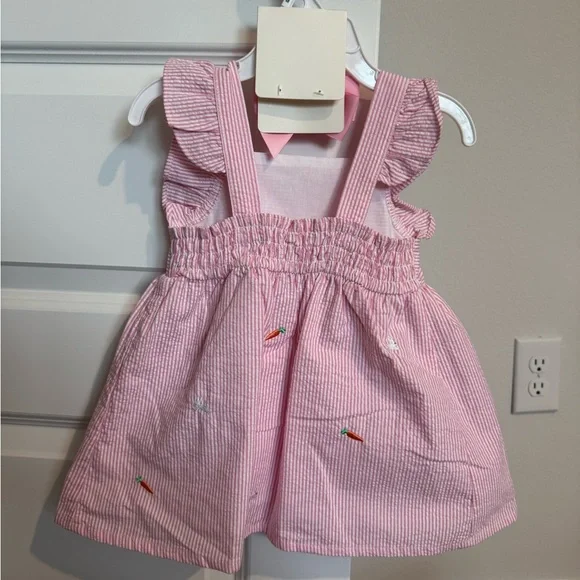 Easter Pink Striped Seersucker Kids Dress with Bow and Bloomers - NWT - Picture 3 of 6